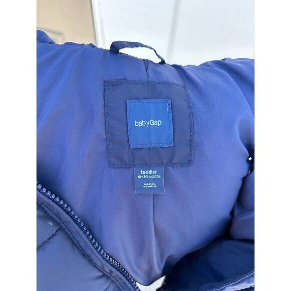 Baby Gap Quilted Puffer Vest, Hooded,  Navy Blue, Toddler‎ Size 18-24 Mos - Picture 5 of 6